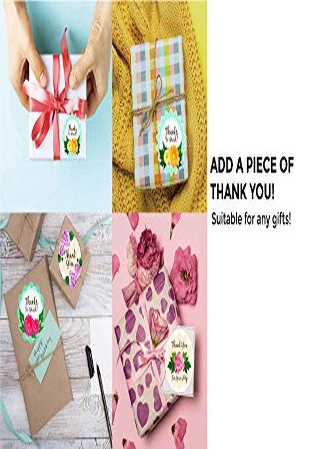 دي2سي ملصقات تغليف هدايا مطبوعة بنقوش زهور على شكل "شكرًا لك" (4 تصاميم) | ملصقات لتغليف الهدايا | ملصقات بطاقات تهنئة | ملصقات زخرفية للحرف اليدوية (30 قطعة) - Image 4